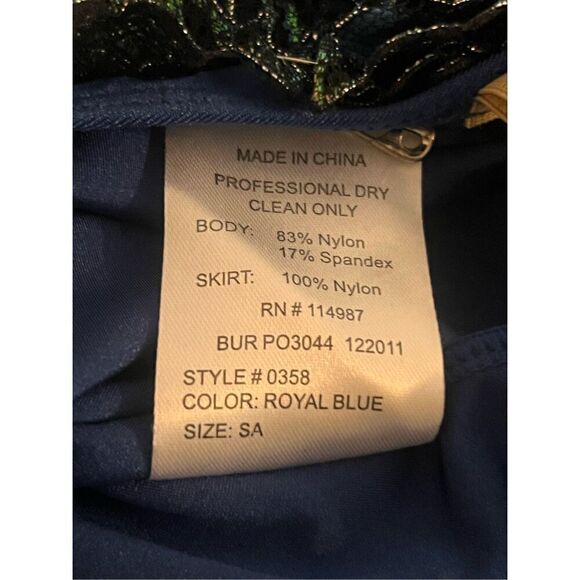 Revolution adult small Dance wear Royal Blue Lace Off Shoulder Costume 0358 jazz - Picture 6 of 6